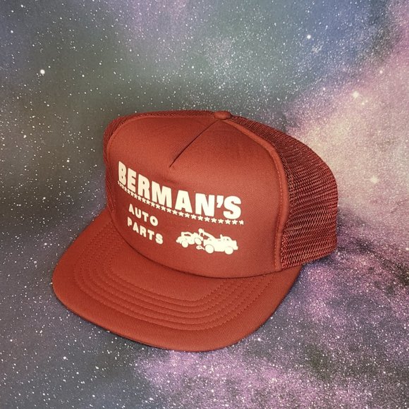 Vintage Burgundy Berman's Auto Parts Mechback/Snapback - Picture 2 of 4